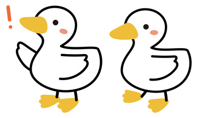 かわいいアヒルの全身イラスト