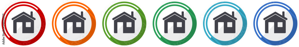 Poster house, home icon set, flat design vector illustration in 6 colors options for webdesign and mobile a
