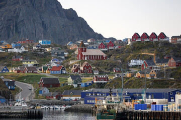 View of the small town of Sisimiut in Greenland, Denmark   © bummi100