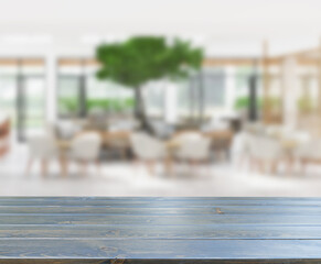 Table Top And Blur Restaurant Of Background