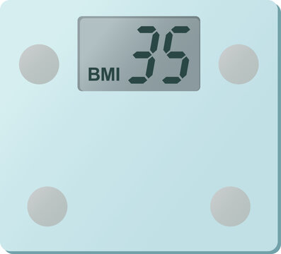 Digital weight scale BMI 35 Calculator vector illustration

