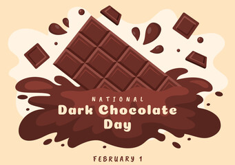 World Dark Chocolate Day On February 1st for the Health and Happiness That Choco Brings in Flat Style Cartoon Hand Drawn Templates Illustration