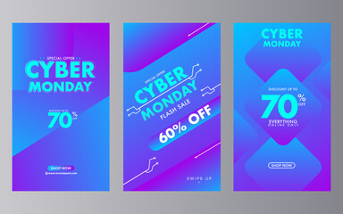 Cyber ​​monday sale social media story template design collection