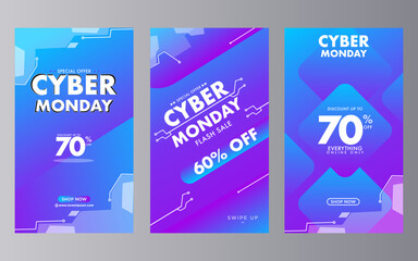 Cyber ​​monday sale social media story template design collection