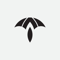 Umbrella logo. Initial A with umbrella shape logo concept.