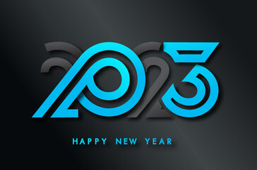 Happy New Year 2023 Greeting banner logo design illustration, Creative and Colorful 2023 new year vector Abstract design typography logo 2023 for vector celebration and season decoration, backgrounds,