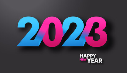 Happy New Year 2023 Greeting banner logo design illustration, Creative and Colorful 2023 new year vector Abstract design typography logo 2023 for vector celebration and season decoration, backgrounds,