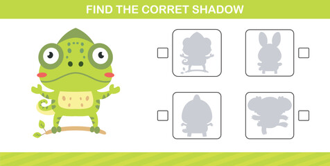 finding the correct shadow of cute animal education page game for kindergarten and preschool