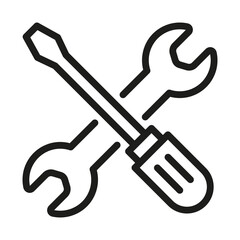 Repair tools line icon. Wrench and screwdriver vector illustration