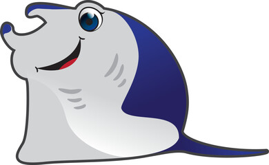 Illustration of cute stingrays, including eagle ray and MantaRay styles.