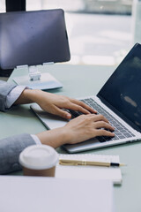 Business team present. Photo professional investor working new startup project. Finance meeting.Digital tablet laptop computer smart phone using, keyboard docking screen foreground,filter