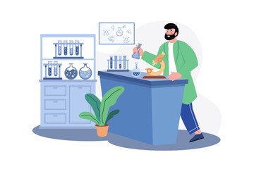 Doctor Doing Laboratory Research Illustration concept