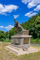Ljig, Serbia - July 13, 2022: The monument to the Battle of Ljig in 1941 was erected in 1981 at the entrance to Ljig as a sign of lasting memory of the fight against the enemy in World War II.