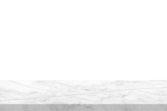 White Marble Table, Suitable for Product Presentation Backdrop, Display, and Mock up. (Transparent PNG File)