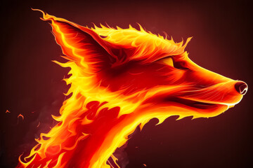 Fototapeta premium fiery red fox - digital drawing