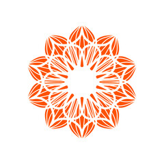 ornamental orange mandala vector illustration. ornamental mandala flowers