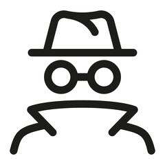 Spy agent searching outline icon. Anonymous or Incognito illustration.