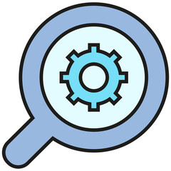 magnifier glass and gear icon