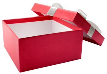 Red open gift box isolated 