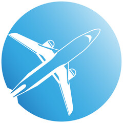 plane in circle button illustration
