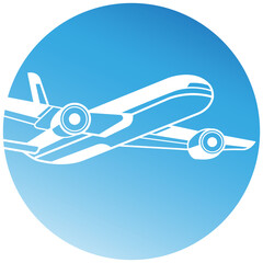 plane in circle button illustration