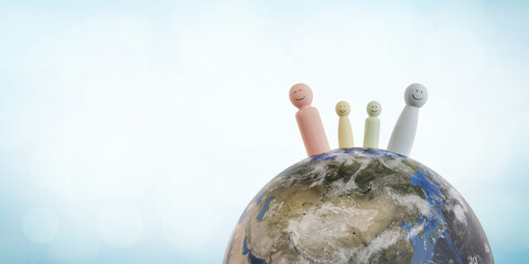Globe and Wooden Dolls, Wooden People.
Global Family Day. 3Drendering, 3DIllustration.
Elements of this image furnished by NASA.
