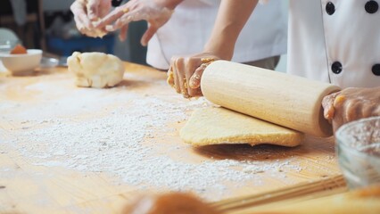 rolling pin on dough