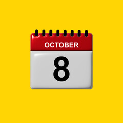 october 3d calendar vector design. october calendar design template. 3d calendar design vector illustration