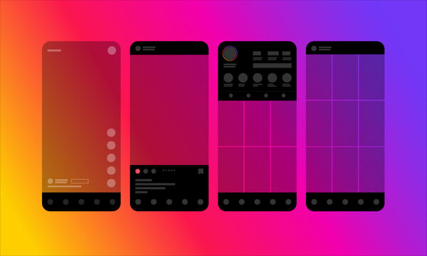 Instagram Reels Stories Feed Template for Social Media App Screen Interface