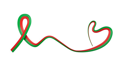 Burkina Faso flag heart shaped wavy ribbon 3d illustration