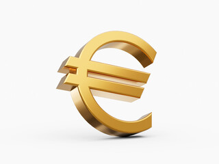 Fototapeta premium Gold 3d euro sign on white 3d illustration