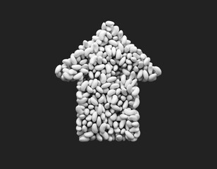 Arrow of Jelly beans on Black background 3d illustration