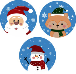 Pack sticks on the New Years theme here and a snowman and a fox in a hat and Santa Claus