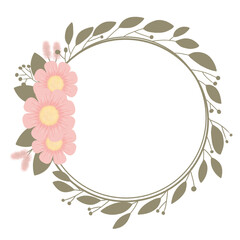 frame with flowers and leaves png illustration. Perfect for anniversary, birthday, flyer, invitation, wedding, presentation, etc