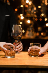 Celebrate whiskey on a friendly party in  restaurant