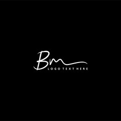 Hand Written style BM letter design, BM logo, BM initials with black background
