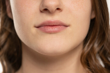 Human female lips close-up, macro ,natural, no makeup.