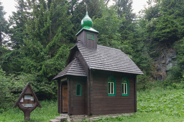 Wooden chapel, memorial to the victims of mountains in Jesenik mountains, Czech republic
