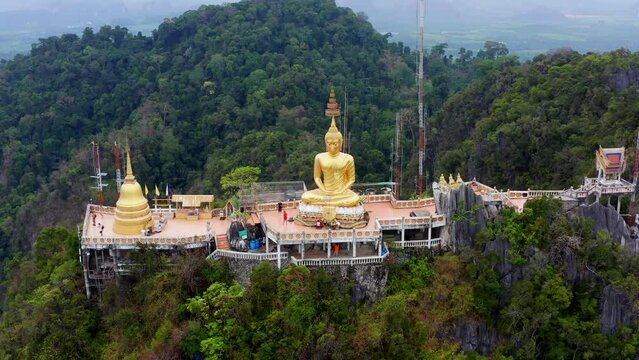 Aerial view of Wat Tham Suea or Tiger Cave Temple in Krabi, Thailand