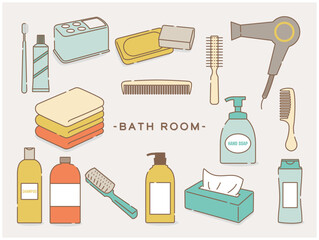 daily necessities -bathroom supplies, vector illustration set