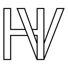 Logo sign hv vh icon, nft interlaced letters v h