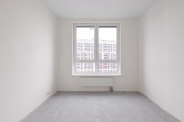 Empty concrete commercial space without finishing with partitions