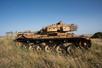 Abandoned tank on the Golan Heights