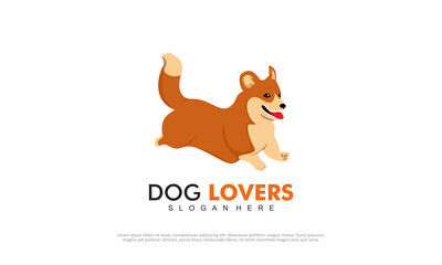 dog lover logo, running puppy illustration | vectors
