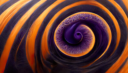 abstract spiral vortex, abstract fractal background with space, orange and violet background, spirals, fractals, illustration, digital