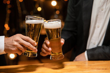 Celebrate whiskey on a friendly party in  restaurant