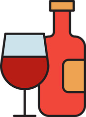 wine bottle and glass icon