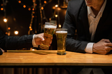 Celebrate whiskey on a friendly party in  restaurant