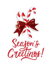 Obraz na płótnie Canvas Lollipop cane red-white Christmas and New Year postcard