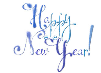 Hand Drawn Cursive "Happy New Year!" with Snow Texture